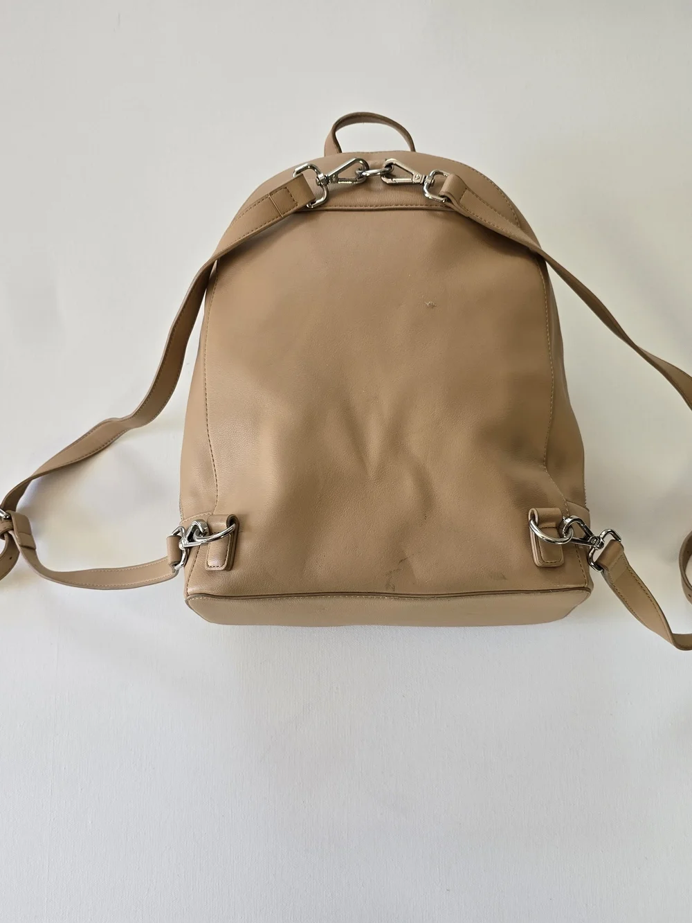 Tan Leather Backpack/Purse- Minimalist Daily Bag - Picture 3 of 11